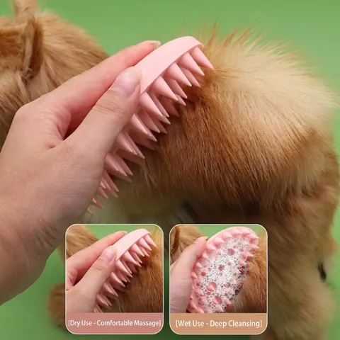 Silicone Pet Bath Brush Grooming Massage Scrubber Manual Cleaning Tool For Dogs And Cats Soft Soft-Bristled Peanuts Shape Pet Supplies