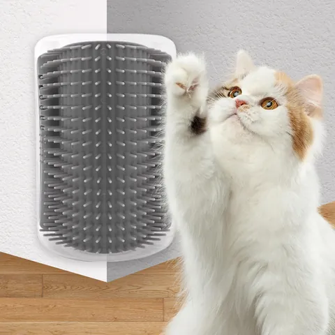 Pet Cat Self Groomer Wall Corner Massage Brush PVC Soft Scratching Comb For Indoor Cats Grooming Tool