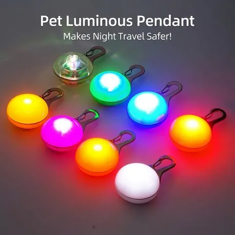 LED Haustier Sicherheitsanhänger Leuchtendes Hundehalsband Licht Nachtwandern Anti-Verlust Wasserdicht Gummi Metall Katzenmarke Warnlampe