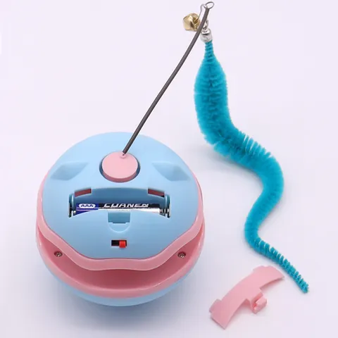Electric Tumbler Cat Toy Rotating Automatic Interactive Kitten Toy with Feather Wand Bell for Indoor Cats ABS Plastic