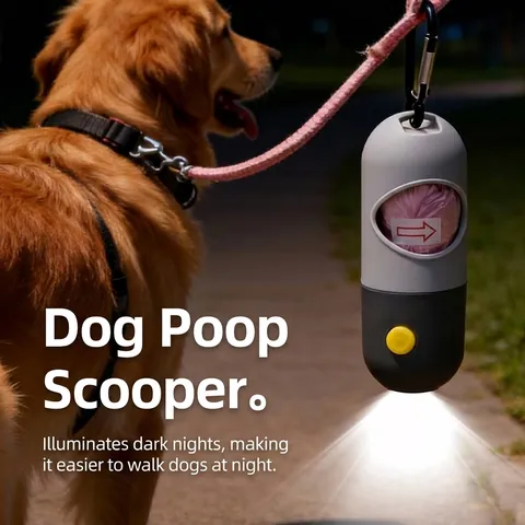 Draagbare Huisdier Afvalzakdispenser Met LED Verlichting Karabijnhaak Hondenpoepzakjes Houder Outdoor Schoonmaakbenodigdheden