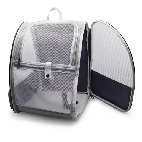Zaino Porta Animali Traspirante Portatile per Gatti Cani Piccoli Borsa da Viaggio in Nylon Pieghevole con Guinzaglio di Sicurezza