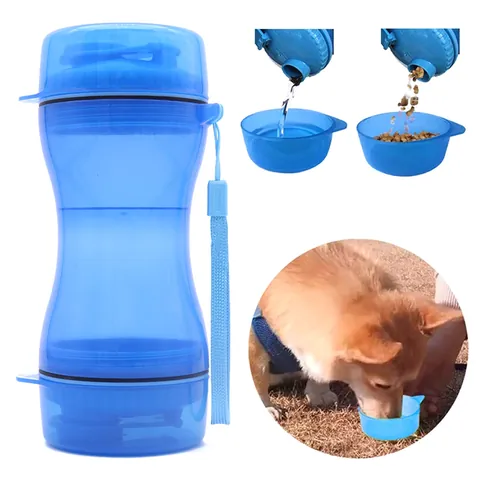 Tragbare Haustier Reiseflasche 2-In-1 Hundewasserspender Mit Futterbehälter Auslaufsichere Outdoor Welpen Trinkflasche Napf Set
