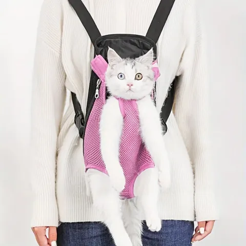 Zaino Trasportino per Animali Traspirante per Gatti Cani Piccoli Zaino da Viaggio Portatile in Rete con Spallacci Regolabili