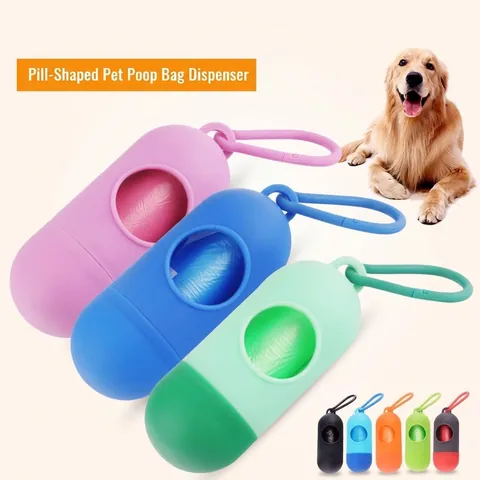 Capsule Pet Poop Bag Dispenser Portable Dog Waste Bag Holder With Clip Biodegradable Disposable Cat Litter Bags For Outdoor