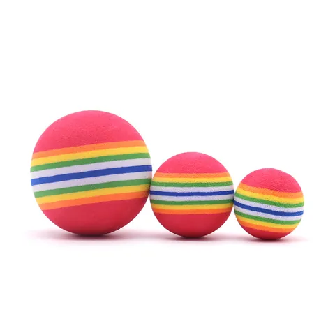 Pelota de Juguete de Arcoíris para Gatos Pelota de Espuma EVA Silenciosa Sólida Juguete Interactivo para Gatitos y Perros Pequeños