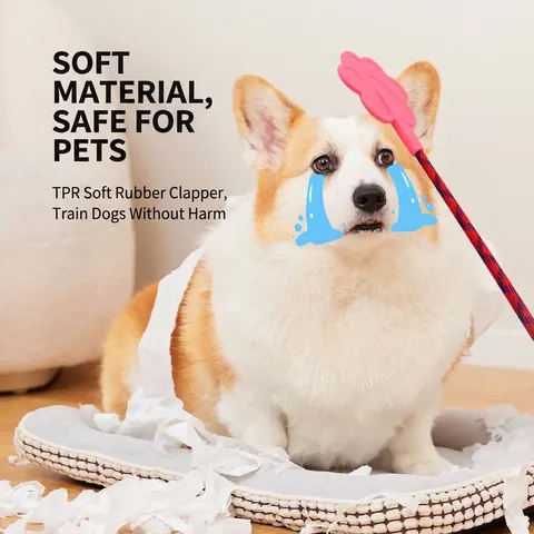 TPR Pet Training Slap Paw Print Heart Shape Dog Training Whip Flexible Behavioral Correction Rod with Woven Handle For Dogs