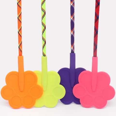 TPR Pet Training Slap Paw Print Heart Shape Dog Training Whip Flexible Behavioral Correction Rod with Woven Handle For Dogs