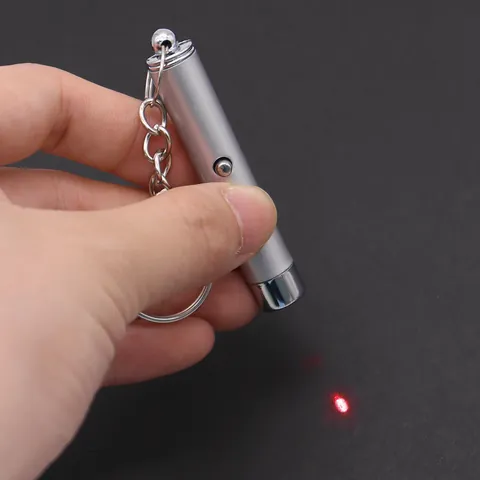 Portable Laser Cat Toy With Keychain LED Flashlight Red Dot Laser Pointer For Indoor Cats Interactive Training Pet Toy
