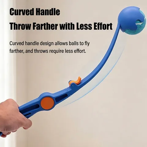Lanceur de Balles pour Chien Lance-Balle de Tennis pour Animaux de Compagnie Jouet Interactif d'Entraînement en Plein Air Bleu PP
