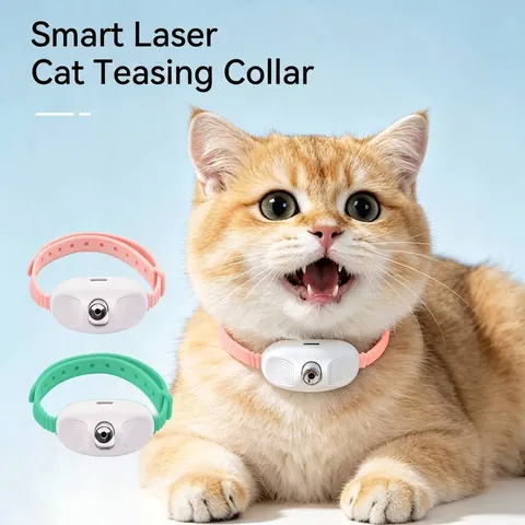 Smart Automatic Laser Cat Toy Collar USB Rechargeable Hands-Free Interactive Kitten Play Exercise Toy With Adjustable Silicone Strap