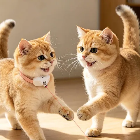 Smart Automatic Laser Cat Toy Collar USB Rechargeable Hands-Free Interactive Kitten Play Exercise Toy With Adjustable Silicone Strap