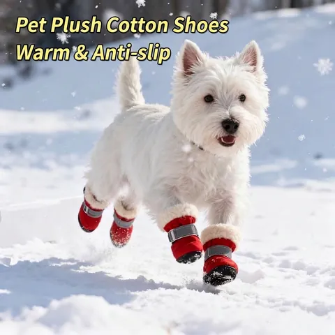 Botas de Invierno para Perro Impermeables Antideslizantes Cálidas Forradas de Felpa Con Tiras Reflectantes para Perros