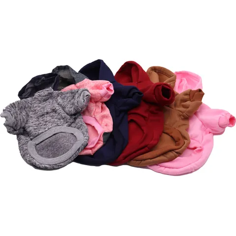 Warm Solid Color Pet Hoodie Soft Cotton Dog Clothes For Small Dogs Cats Puppy Teddy Corgi Hooded Sweatshirt Winter Autumn