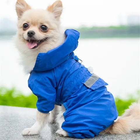 Impermeable Chubasquero para Perro Mascota Cuatro Patas Reflectante Poncho con Capucha para Perros Pequeños Medianos Ropa Exterior