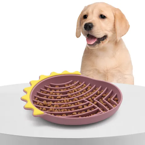 Alfombrilla de Silicona para Lamer Mascotas Cuenco Alimentador Lento para Perros Gatos Con Ventosas Anti-Asfixia Accesorios