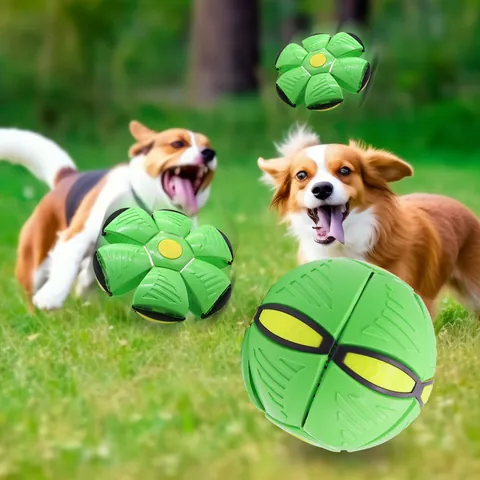 Balle de Déformation UFO Pour Chiens Jouet Interactif Lumineux Pour Animaux De Compagnie Balle Disque Élastique Durable Pour Entraînement En Extérieur
