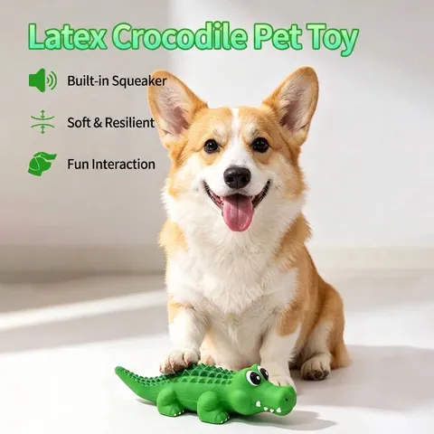Latex Squeaky Hundespielzeug Langlebige Krokodil Maisform Haustier Kauspielzeug Für Zahnen Interaktives Training Tönendes Welpenspielzeug
