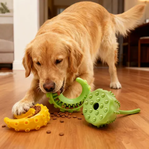Jouet à Mâcher Durable en TPR pour Chien Balle de Distribution de Friandises pour Grands Chiens Nettoyage des Dents Jouet Puzzle