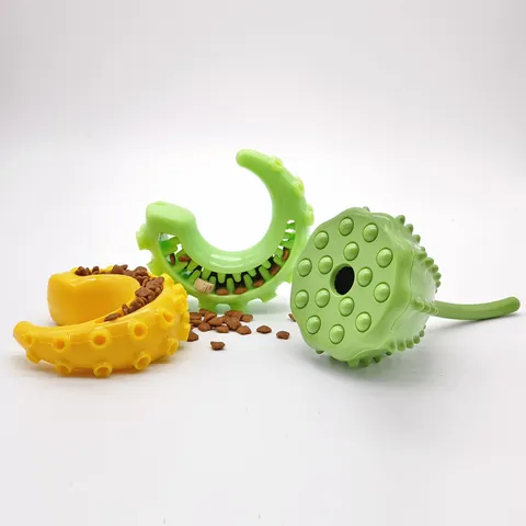Jouet à Mâcher Durable en TPR pour Chien Balle de Distribution de Friandises pour Grands Chiens Nettoyage des Dents Jouet Puzzle