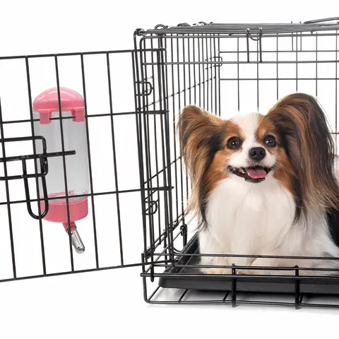 Bebedero de Bola Rodante Colgante para Mascotas 400ml Para Jaula Conejo Perro Gato Acero Inoxidable Botella Anti-Fugas