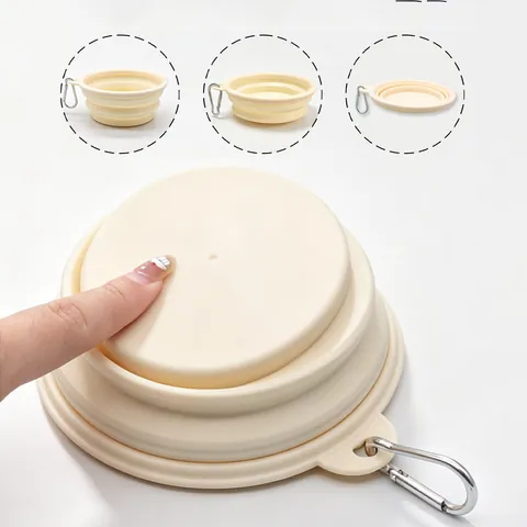 Cuenco Plegable Portátil para Mascotas de Silicona Plato para Perros Con Mosquetón para Gatos Viajes al Aire Libre Senderismo