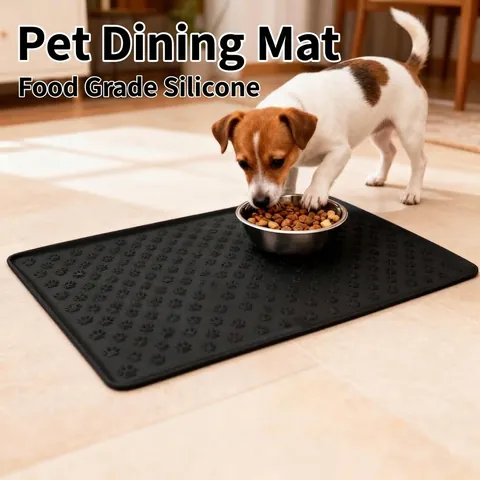 Alfombra de Alimentación de Silicona Antideslizante para Perros Gatos Impermeable Grado Alimenticio Con Bordes Elevados