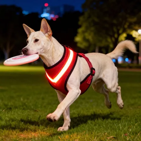 LED Glowing Dog Harness Breathable Mesh Pet Chest Strap For Night Walking Safety Adjustable Reflective Puppy Harness Vest