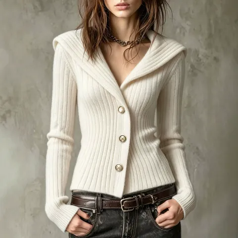 Dames Slim Fit Gebreid Vest Geribbeld V Hals Lange Mouw Single Breasted Top Polyester Spandex Elastisch Effen Kleur Trui