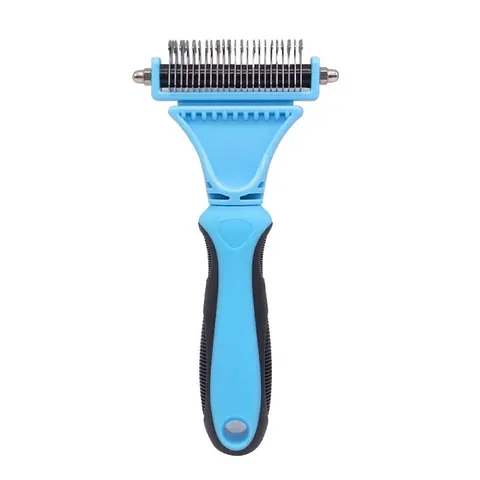 Professioneller Doppelseitiger Haustier Entfilzungskamm Edelstahl Entwirrungswerkzeug Ergonomischer Griff Für Langhaarige Hunde Katzen Fellpflege Rake
