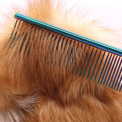 Peine de Peluquería Canina de Acero Inoxidable Para Perros Gatos Dientes de Doble Densidad Desenredado Herramienta Metal