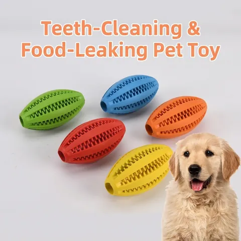 Balle de Jouet de Rugby pour Chien en Caoutchouc Indestructible Multicolore Nettoyage des Dents Résistant aux Morsures Puzzle