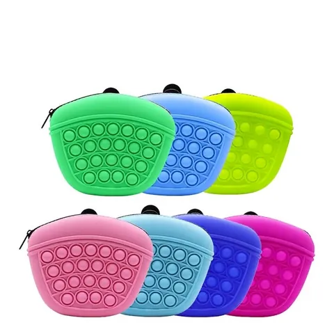 Pochette à Friandises en Silicone pour Dressage de Chien Sac à Snacks Portable Avec Design de Bulles Pop-it Fermeture Éclair