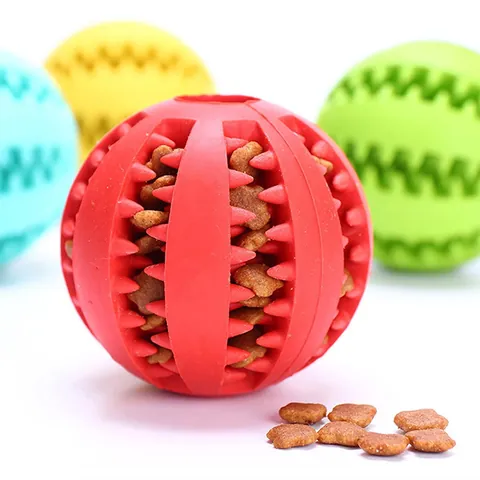 Jouet Pour Chien Chiot Balle De Dentition En Caoutchouc Distributeur De Nourriture Interactif Jouet À Mâcher Pour Nettoyage Des Dents