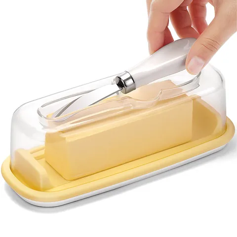 Boîte de Conservation pour Beurre Avec Couvercle Transparent et Couteau en Acier Inoxydable Base en Silicone Sans BPA