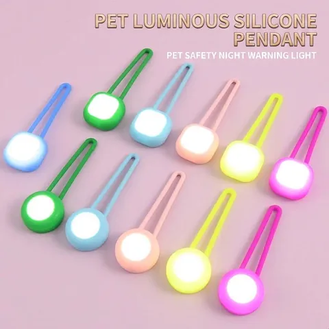 LED Silicone Pet Pendant Flashing Dog Tag Safety Night Light Anti-Lost Warning Lamp For Dogs Cats Pet Collar Accessories