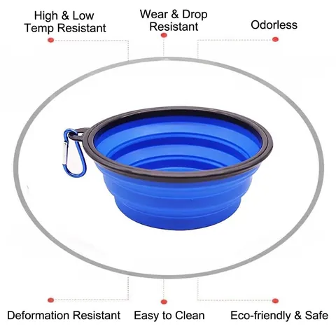Portable Foldable TPE Pet Bowl Outdoor Travel Dog Feeding Water Bowl With Carabiner Buckle Cat Dish