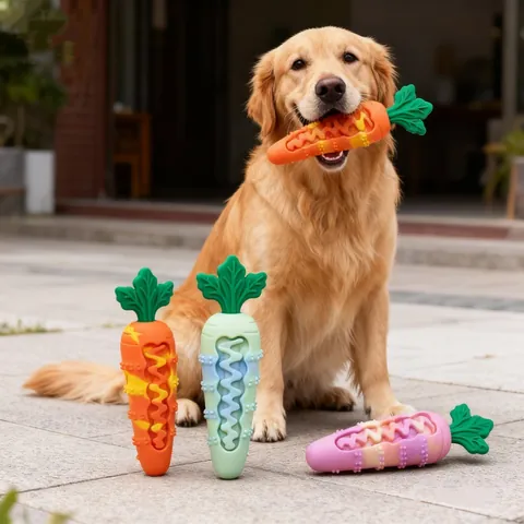 Simulationskarottenform Quietschendes Hundespielzeug Langlebiges Silikon-Kauspielzeug Zur Linderung Von Langeweile Haustierzubehör