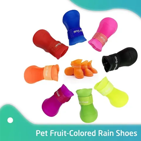 Waterproof Pet Dog Rain Boots Anti Slip PVC Candy Color Soft Sole Protective Shoes With Adjustable Strap For Medium Large Dogs