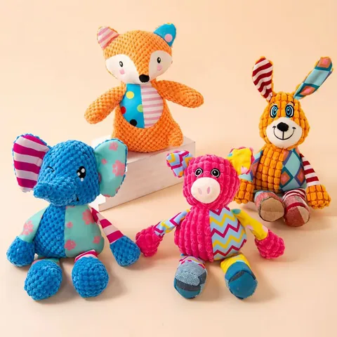 Juguetes de Peluche con Sonido para Perros Juguete para Masticar Duradero para Cachorros y Perros Pequeños y Medianos Forma de Animal de Dibujos Animados Pulpo Elefante Pato Gato Juguete Interactivo