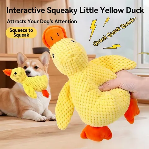 Juguete de Peluche para Perros con Chirrido Duradero de Forro Polar de Maíz Limpieza de Dientes Molares Juguete Interactivo en Forma de Animal Pato Elefante Suministro para Mascotas