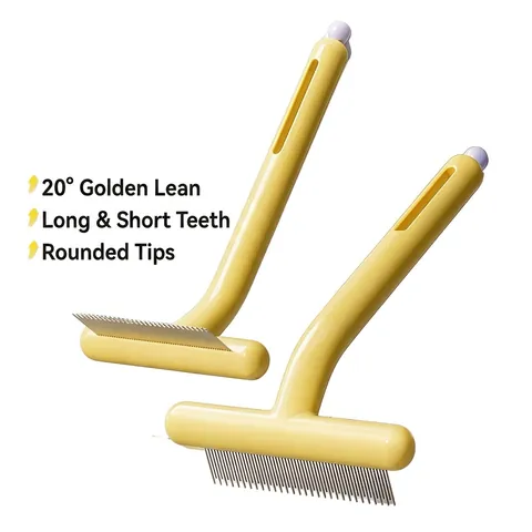 Professional Pet Grooming Comb Plastic Stainless Steel Slicker Brush For Long Hair Cat Dog Dematting Shedding Tools One-Click Self-Cleaning Pet Massage Brush