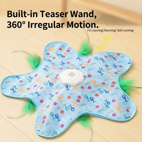 Smart Electric Cat Catching Toy Interactive Rotating Hide And Seek Toy With Feather Sound For Boredom Relief Indoor Cats