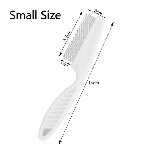 Pet Flea Comb For Dogs Cats Fine Tooth Stainless Steel Grooming Tool For Hair Removal Parasite Cleaning White Handle Pet Supplies