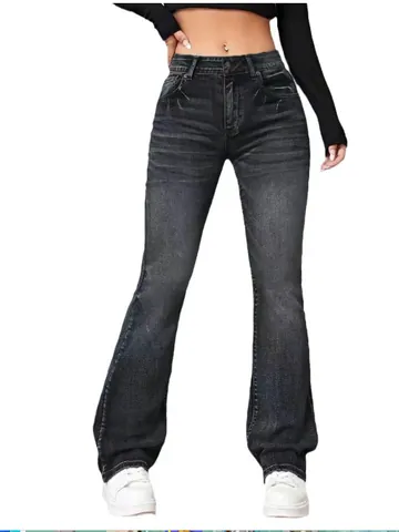 Women High Waist Flare Jeans Slim Fit Denim Flared Pants Washed Stretch Skinny Bell Bottom Jeans For Women Fashion Streetwear