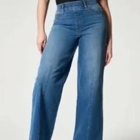 Women High Waist Wide Leg Jeans Retro Fleece Lined Straight Loose Denim Pants Warm Winter Stretchy Bottoms