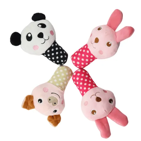 Haustier Quietschend Plüschtier Bissfest Hundespielzeug Cartoon Tier Stab Serie Hase Panda Schwein Punkte Interaktives Spielzeug