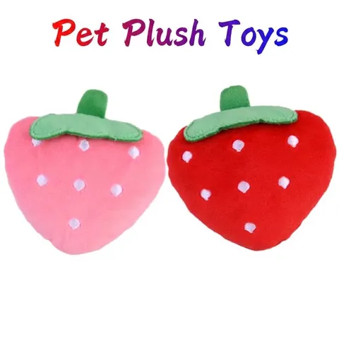 Giocattolo Peluche per Animali a Forma di Fragola con Squeak per Cani Gatti Simpatico Peluche a Pois Giocattolo da Masticare Morbido
