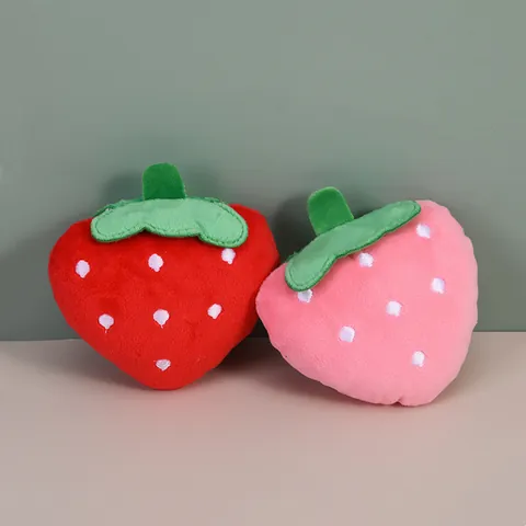 Giocattolo Peluche per Animali a Forma di Fragola con Squeak per Cani Gatti Simpatico Peluche a Pois Giocattolo da Masticare Morbido
