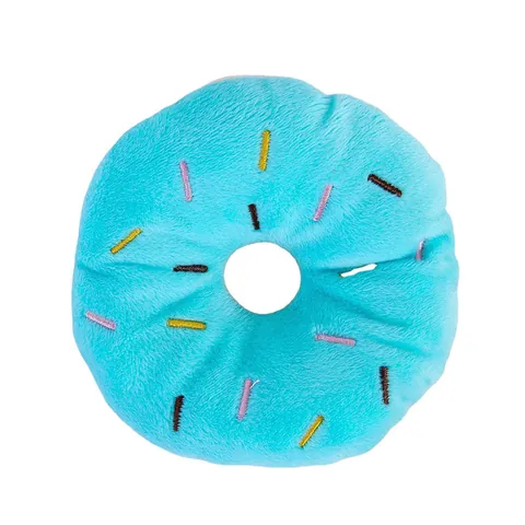 Jouet en Peluche Siffleur pour Animaux Forme de Beignet Interactif Nettoyage des Dents Jouet à Mâcher pour Chiens Chats